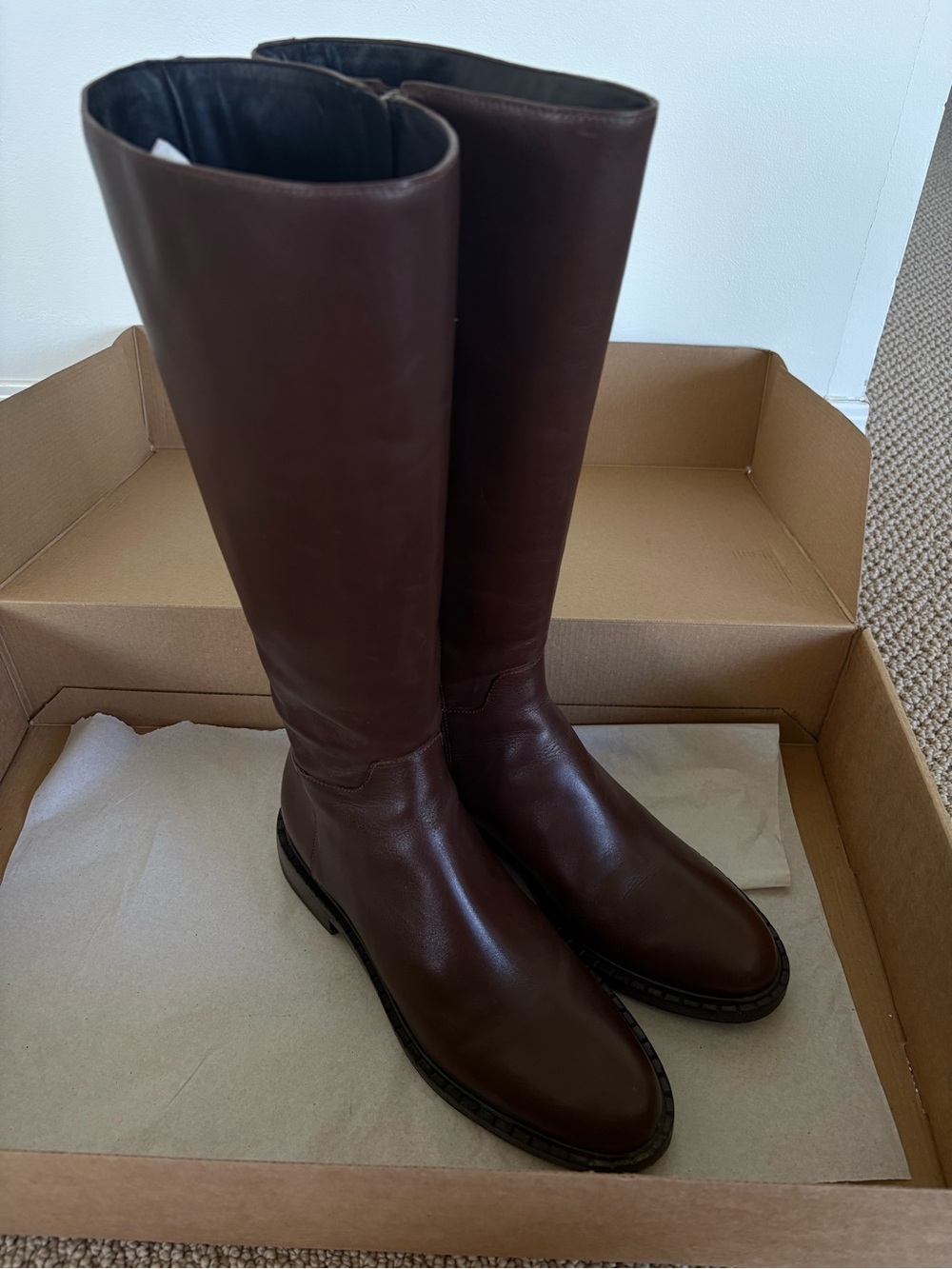 Reformation Nancy Knee High Riding Boot Espresso Brown Leather | 9 US, 39.5 EU - Picture 11 of 16